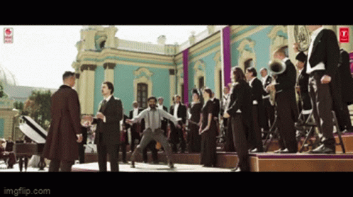 Group Of People Standing In Front Of Building With Imgflip Watermark GIF