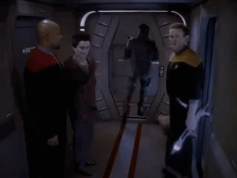 Group Of People With Chief Miles O'Brien GIF
