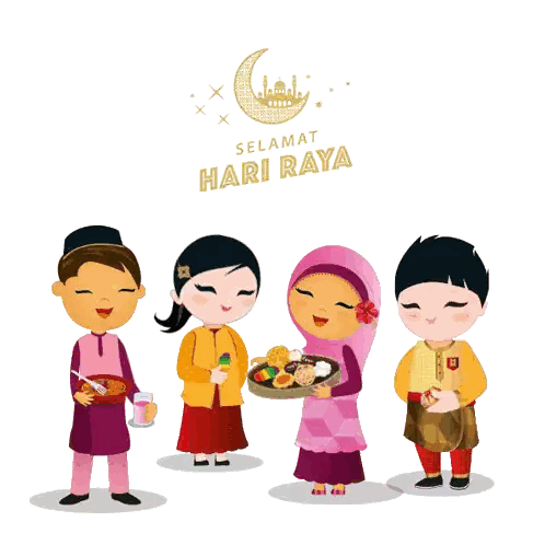 Group of People with Selamat Hari Raya Text