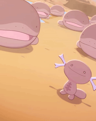 Group of Pink Whales With Mouths Open