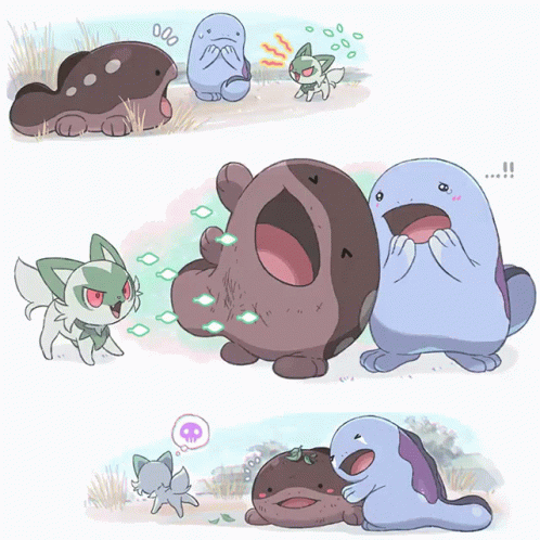 Group of Pokemon Including Cat and Frog