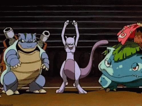 Group of Pokemon Standing on Field