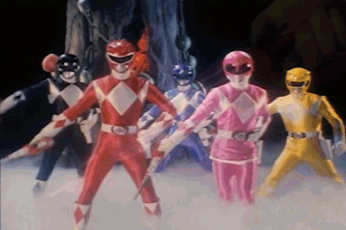 Group of Power Rangers Standing in a Line