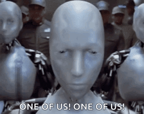Group of Robots Saying One of Us