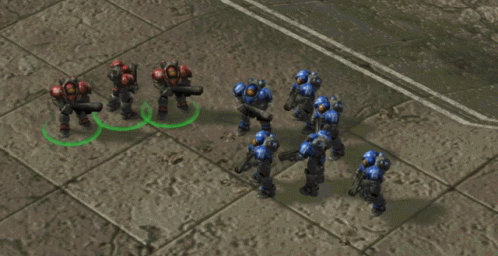 Group of Robots Surrounded by Green Circle