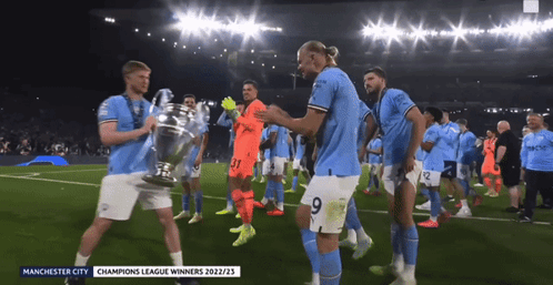Group Of Soccer Players Running On Field GIF