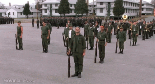 Group of Soldiers Standing in Line