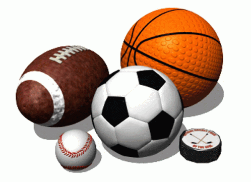 Group of Sports Balls Basketball and Baseball