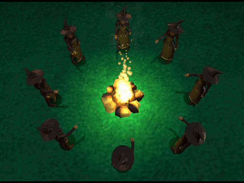 Group of Witches Around Fire Pit