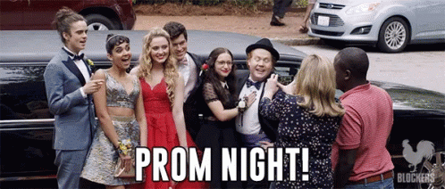 Group Posing for Prom Night Photo