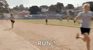Group Running on Track Asking Others to Run