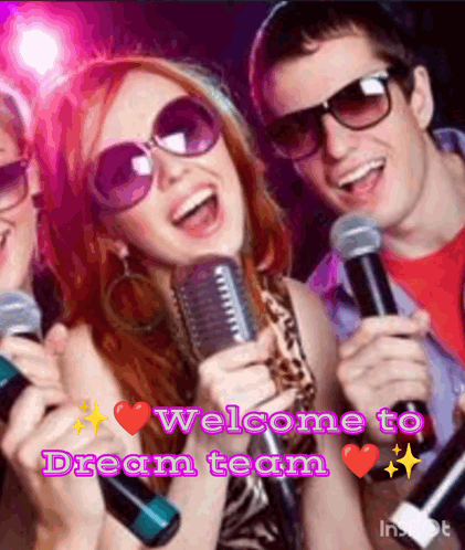 Group Singing Into Microphones Welcome to Dream Team
