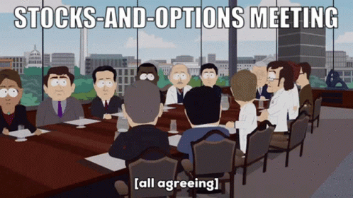 Group Sitting Around Table Stocks and Options Meeting
