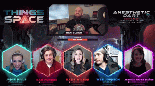 Group Sitting In Front Of Screen Saying Things Space Anesthesia Dart GIF