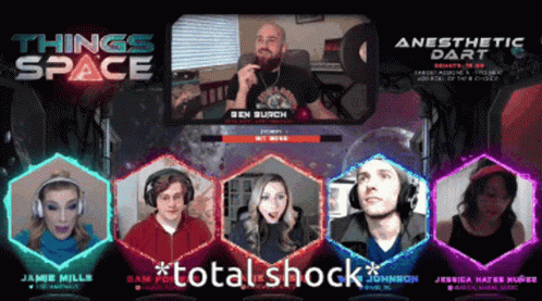Group Sitting In Front Of Screen Saying Things Space GIF