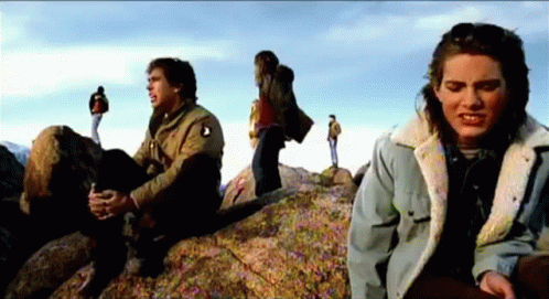 Group Sitting on Large Rock