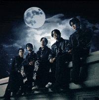 Group Sitting On Ledge With Full Moon GIF