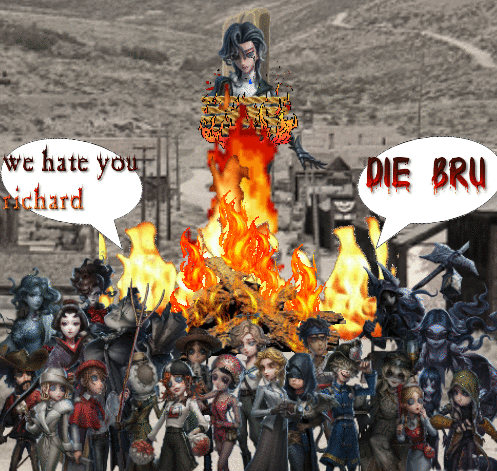 Group Standing Around Fire Saying Die Bru