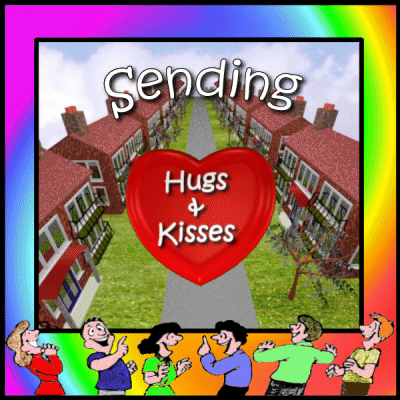 Group Standing Around Hugs And Kisses Heart GIF