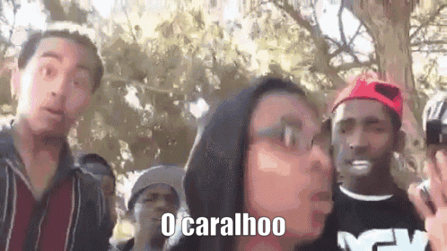 Group Standing With O Caralhoo Text