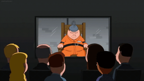 Group Watching Peter Griffin in Prison Chair