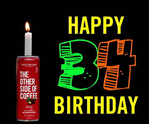 Grown Up Happy 34th Birthday Daughter Canned Coffee GIF