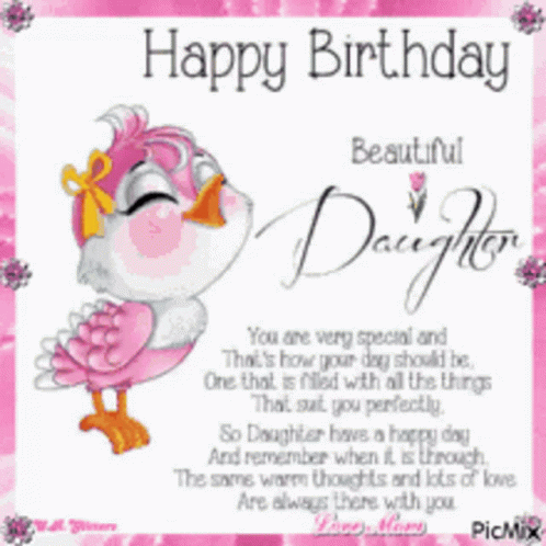 Grown Up Happy Birthday Daughter Cute Bird GIF