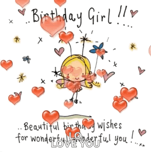 Grown Up Happy Birthday Daughter Floating Hearts GIF