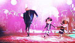 Gru Dancing While Margo And Antonio Run Away GIF