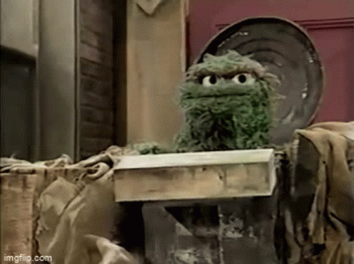 Grumpy Monster On The Bin GIF