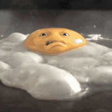 Grumpy Egg Getting Cooked GIF