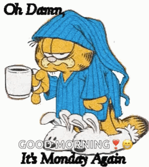 Grumpy Garfield On Funny Monday Morning GIF 