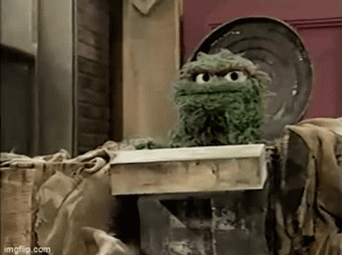 Grumpy Monster On The Bin GIF