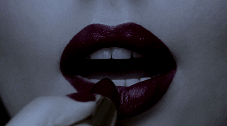 Grunge Aesthetic Woman Putting Lipstick GIF