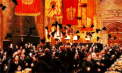 Gryffindor Hats Flying GIF
