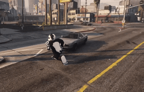 Gta Wasted Animated Panda Getting Hit By A Car GIF
