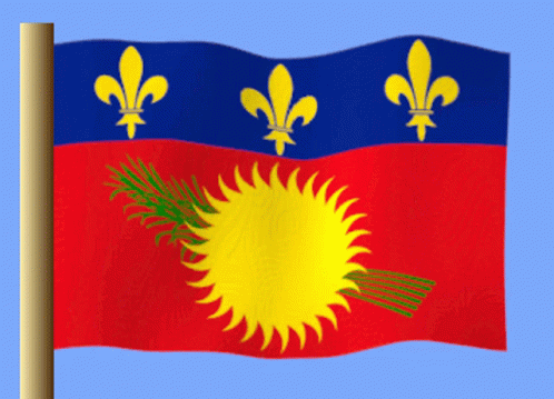 Guadeloupe Flag On Pole GIF