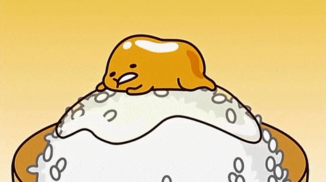 Gudetama On Top Of Bowl Of Rice GIF