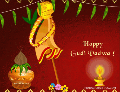Gudi Padwa Greeting Card With Candle GIF