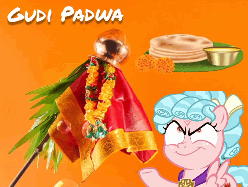 Gudi Padwa Poster With Pony And Food GIF