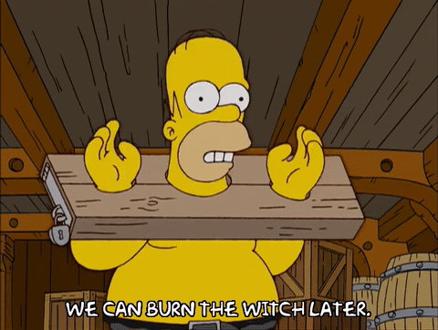 Guillotine Homer Simpson We Can Burn Witch Later GIF