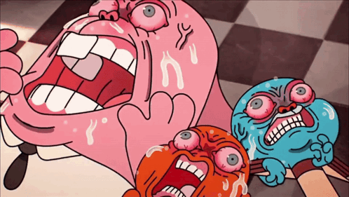 Gumball and Darwin Crying with Mouths Open