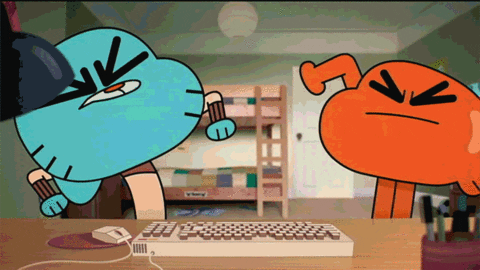 Gumball And Darwin Head Banging Keyboard GIF