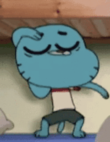 Gumball Dancing on Blue Surface
