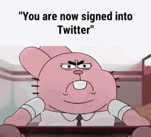 Gumball From The Amazing World Of Gumball Is A Cartoon Character That Is Angry And Says `` You Are Now Signed Into Twitt GIF
