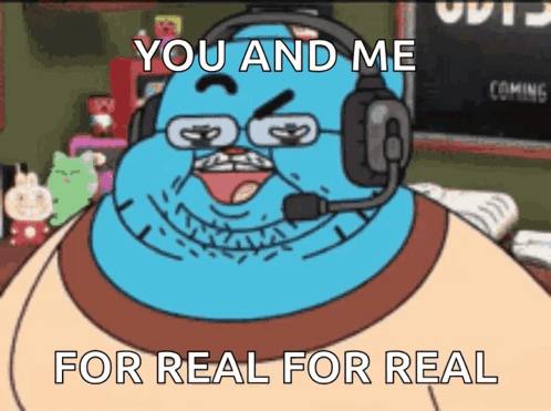 Gumball From The Amazing World Of Gumball Is Wearing Headphones And A Microphone GIF