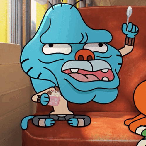 Gumball Holding Spoon and Ice Cream
