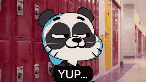 Gumball Panda Bear Next to Red Lockers