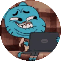 Gumball Smiling Using HP Laptop