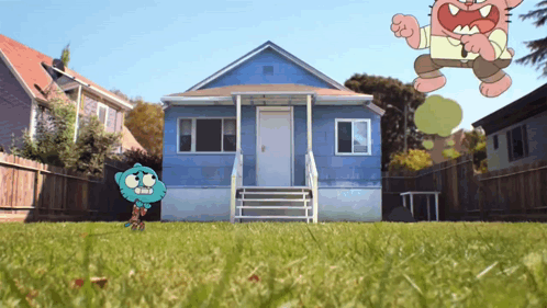 Gumball Standing in Front of House